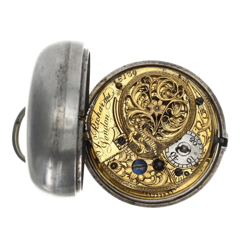 966 - Richards, London - George III silver pair cased verge pocket watch, London 1818, signed fusee moveme... 