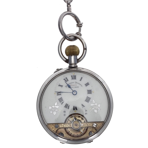 967 - Hebdomas Patent 8 Days silver pocket watch, import hallmarks London 1914, signed decorated Roman num... 