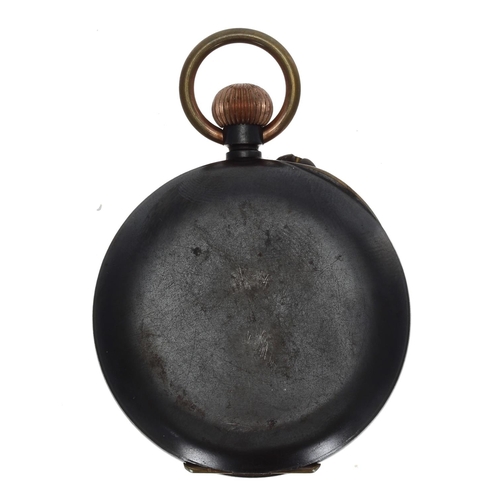 977 - Swiss gunmetal calendar lever pocket watch with moon phase, gilt frosted bar Brevet 11,170 movement,... 