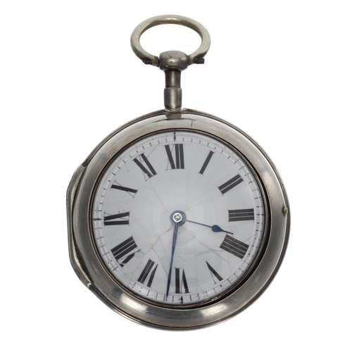 987 - John Parker, Liverpool - George III silver pair cased verge pocket watch, London 1765, the movement ... 