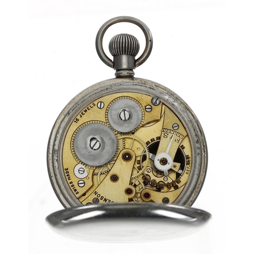 989 - J.W. Benson - silver lever pocket watch, London 1935, signed gilt REF. 939 16 jewel movement, hinged... 