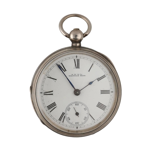 993 - American Waltham silver lever pocket watch, circa 1889, serial no. 4220046, signed movement with Saf... 