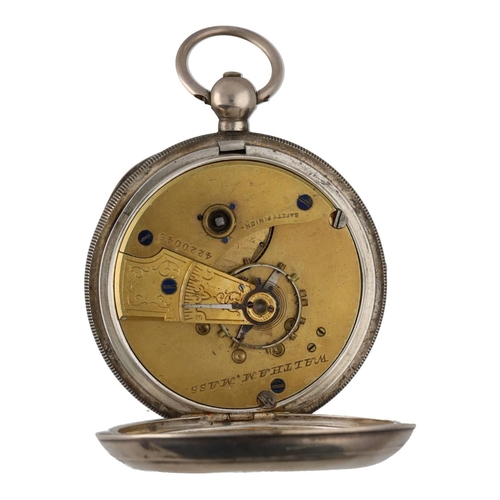 993 - American Waltham silver lever pocket watch, circa 1889, serial no. 4220046, signed movement with Saf... 