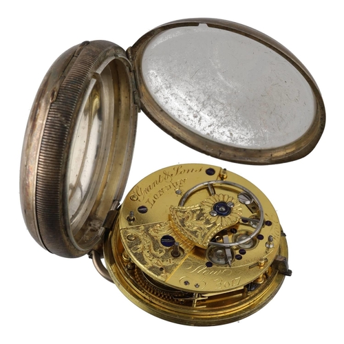 998 - Grant & Sons, London - mid-19th century silver fusee rack lever pocket watch, Dublin 1862, signe... 