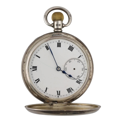 999 - Swiss silver lever half hunter pocket watch, Birmingham 1928, 15 jewel 3 adjustments movement with s... 