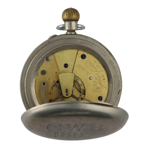 1016 - Great Western Railway (G.W.R) - Rotherhams nickel cased lever pocket watch, the movement signed Roth... 