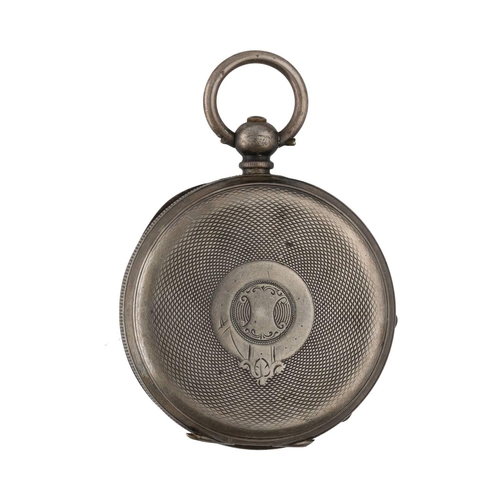 1019 - John Myers & Co. - silver (0.935) cylinder engine turned pocket watch, inscribed hinged cuvette,... 