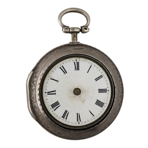 1020 - Richard North, London - George III silver pair cased verge pocket watch, London 1772, the fusee move... 