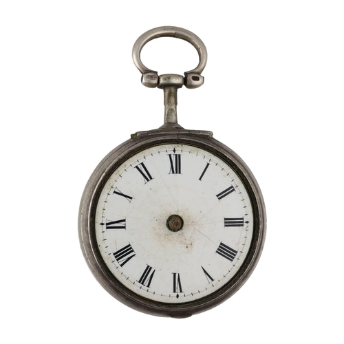 1020 - Richard North, London - George III silver pair cased verge pocket watch, London 1772, the fusee move... 