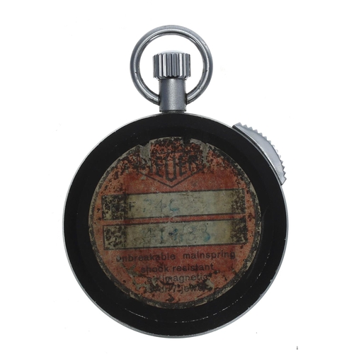 1028 - Heuer pocket stopwatch, the case back with original Heuer sticker/label, 53mm