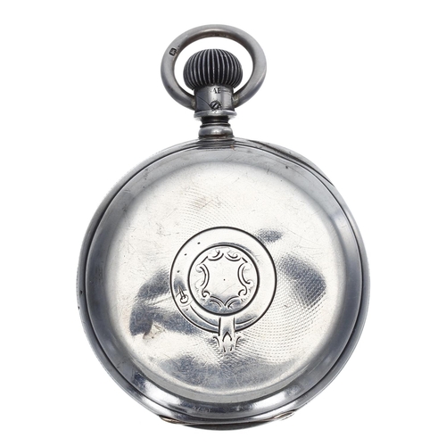 1032 - Longines - silver lever set pocket watch, London 1884, signed movement with compensated balance and ... 