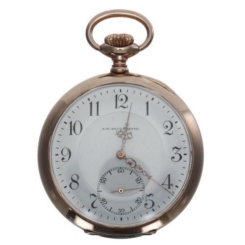 1034 - A.W. Bruuns EFTR. Lund - Continental silver (0.800) lever pocket watch, signed gilt movement, with c... 