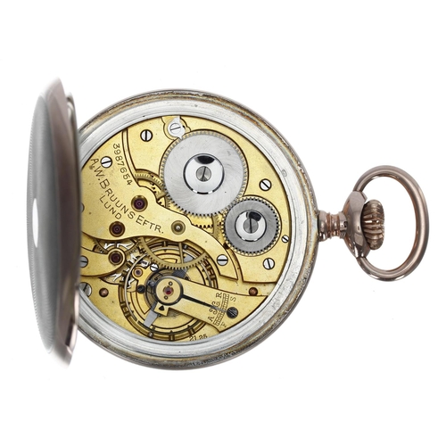 1034 - A.W. Bruuns EFTR. Lund - Continental silver (0.800) lever pocket watch, signed gilt movement, with c... 