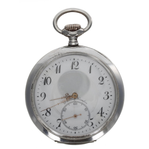 1035 - G.T Soigne - Continental silver (0.800) lever pocket watch, the gilt movement stamped 'G.T Soigne' w... 