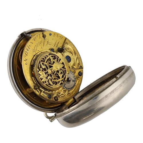 1037 - William Smith, London - George III silver pair cased verge pocket watch, London 1804, signed fusee m... 