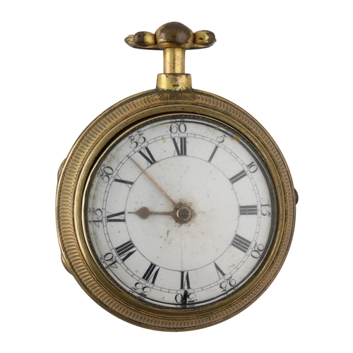 1039 - La Finlon, London - gilt metal pair cased verge pocket watch, the fusee movement signed La Finlon, L... 