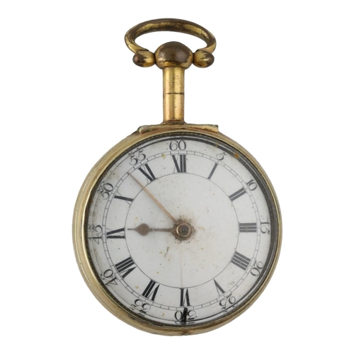 1039 - La Finlon, London - gilt metal pair cased verge pocket watch, the fusee movement signed La Finlon, L... 