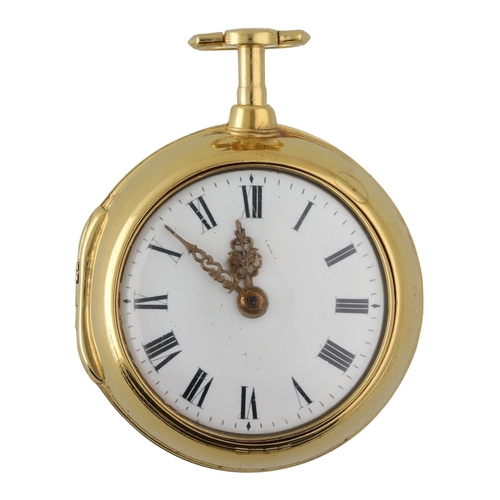 1043 - Finch & Bradley, Halifax - fine 18th century gilt pair cased verge pocket watch, the movement wi... 