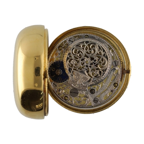 1043 - Finch & Bradley, Halifax - fine 18th century gilt pair cased verge pocket watch, the movement wi... 