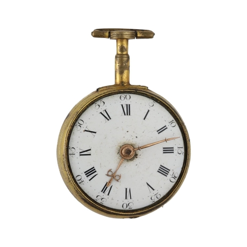 1045 - Thomas Fisher, London - English gilt metal pair cased verge pocket watch, signed fusee movement, no.... 