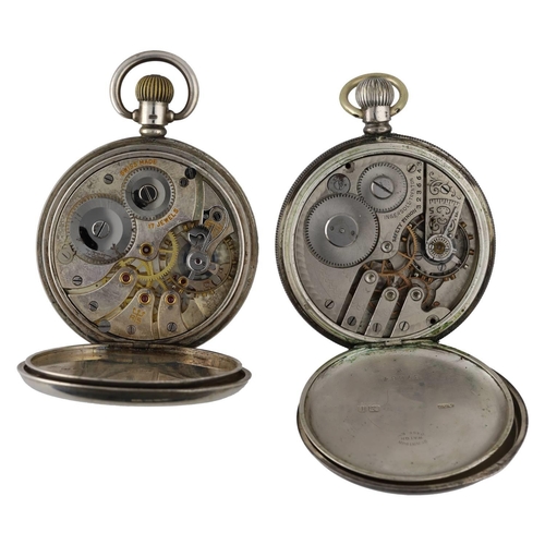 1083 - Ingersoll Trenton silver lever engine turned pocket watch, Birmingham 1909, Dennison case, 49mm; tog... 