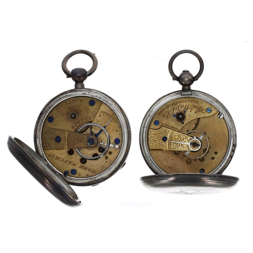 1081 - Home Watch Co. Waltham silver lever engine turned pocket watch in need of attention, 52mm; together ... 