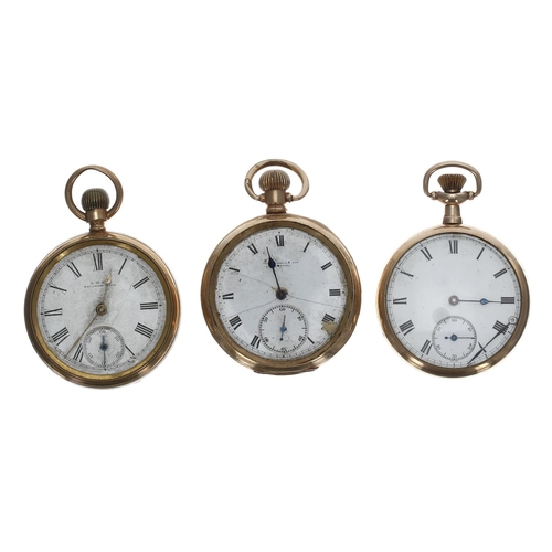 1080 - American Waltham gold plated lever pocket watch, within a Star Watch Case Co. screw case, 48mm; toge... 