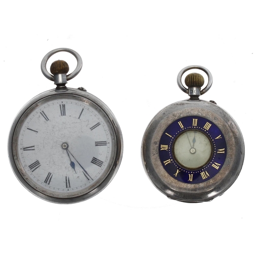 1078 - Victorian silver lever engine turned fob watch, Birmingham 1893, three quarter plate movement signed... 