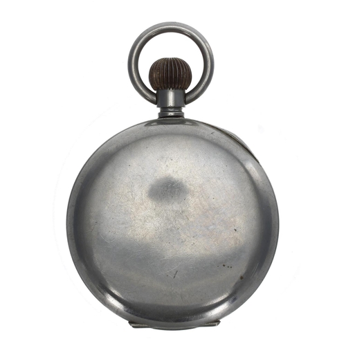 1075 - Goliath 8 days nickel cased lever pocket watch, the movement stamped Brevet, no. 33236, with compens... 