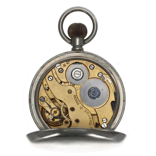 1075 - Goliath 8 days nickel cased lever pocket watch, the movement stamped Brevet, no. 33236, with compens... 