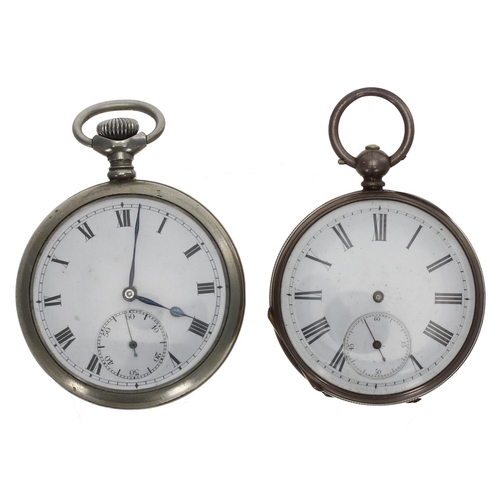 1093 - Limit lever pocket watch, signed movement, Roman numeral dial, within a nickel exhibition case, 50mm... 