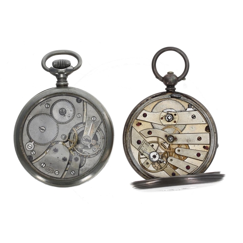 1093 - Limit lever pocket watch, signed movement, Roman numeral dial, within a nickel exhibition case, 50mm... 