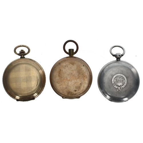 1110 - Pluto gold plated lever pocket watch for repair, 50mm; together with a Drusus gold plated lever hunt... 