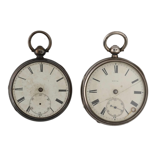 1099 - Two Victorian silver fusee lever pocket watches for repair, London 1837 and Chester 1887, makers Nol... 