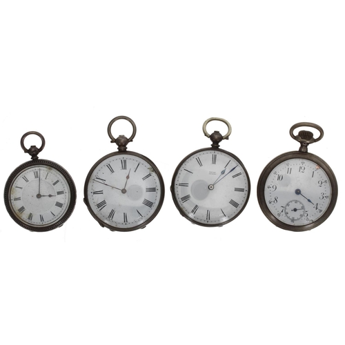 1100 - Baume Geneve white metal engine turned pocket watch for repair, 40mm; together with a white metal cy... 