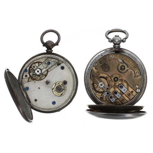 1101 - Turkish Market silver (0.800) lever engine turned hunter pocket watch for repair, the half plate mov... 