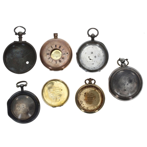 1070 - Two pairs silver matching pocket watch pair cases, 54mm and 51mm (outer cases); together with a silv... 