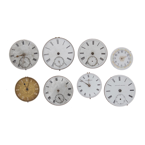 1122 - Five fusee lever pocket watch movements, makers Robert Barfoot, Brighton; G.A. Adkins & Co., Lon... 