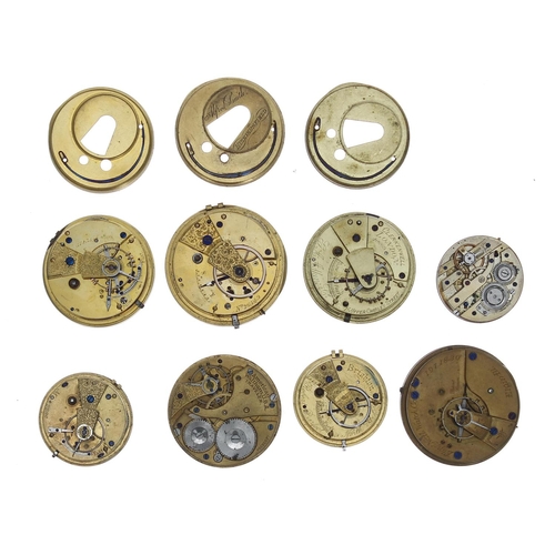 1122 - Five fusee lever pocket watch movements, makers Robert Barfoot, Brighton; G.A. Adkins & Co., Lon... 