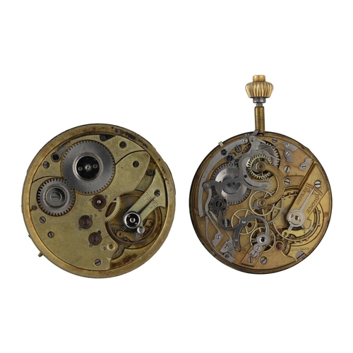 1125 - Swiss centre seconds chronograph lever pocket watch movement for repair, the dial signed Favre Leuba... 