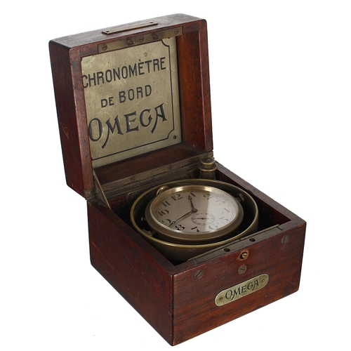 1345 - Rare Omega, Chronométre de Bord mahogany cased small marine deck chronometer, the 2.5