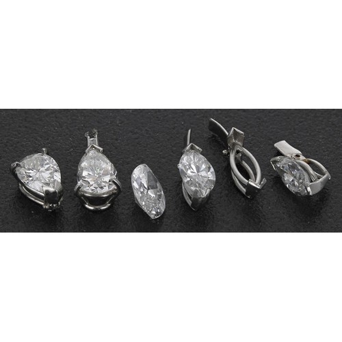 160 - Three marquise diamond pendants, each 0.40/0.50ct approx (one loose); with two pear shapes diamond p... 