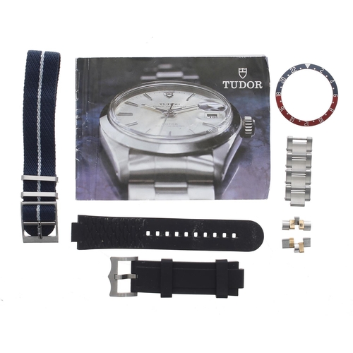 804 - Tudor bezel insert; together with a Tudor black rubber wristwatch strap; two sets of spare bracelet ... 