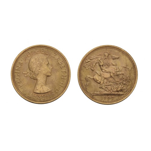 68 - 1957 full sovereign coin, 8gm(223)