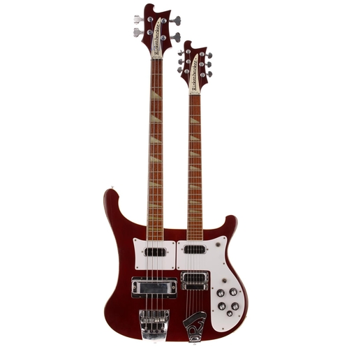 502 - 1981 Rickenbacker 4080 6/4 bass/electric double neck guitar, made in USA; Body: burgundy finish, lig... 