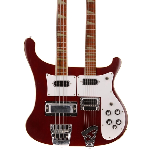 502 - 1981 Rickenbacker 4080 6/4 bass/electric double neck guitar, made in USA; Body: burgundy finish, lig... 