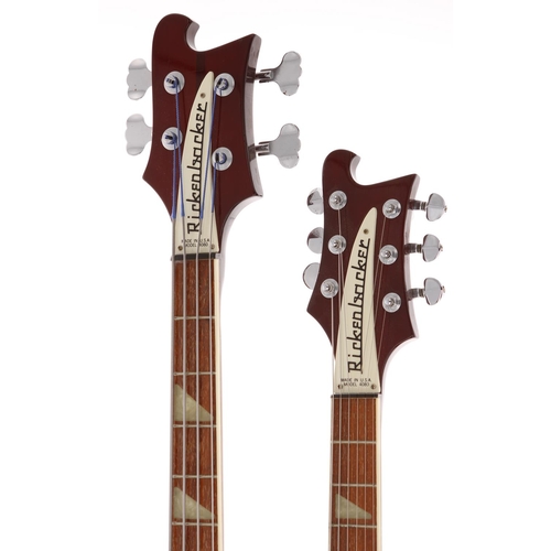 502 - 1981 Rickenbacker 4080 6/4 bass/electric double neck guitar, made in USA; Body: burgundy finish, lig... 