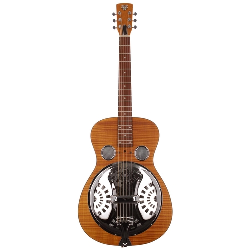 654 - 2020 Dobro Hound Dog electro-acoustic resonator guitar, made in China; Body: natural maple; Neck: go... 