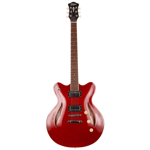 638 - Hofner Contemporary Series Verythin Special semi-hollow body electric guitar; Body: red finish; Neck... 