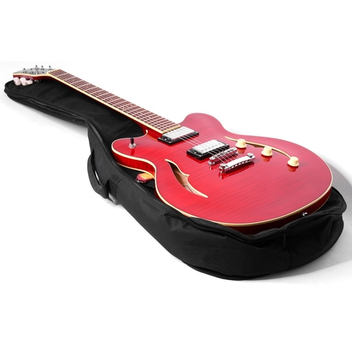 638 - Hofner Contemporary Series Verythin Special semi-hollow body electric guitar; Body: red finish; Neck... 